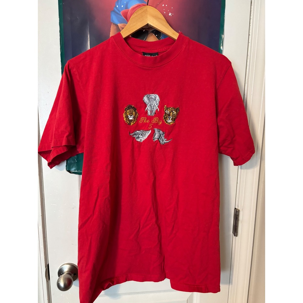 Airborne Red Graphic T-Shirt The Big 5 Animals Lion Elephant Rhino XL
